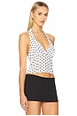 view 2 of 5 Vivan Halter Top in White & Black Dot