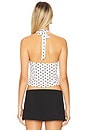 view 3 of 5 Vivan Halter Top in White & Black Dot
