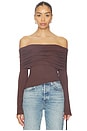 view 1 of 4 Andrea Off Shoulder Top in Dark Brown