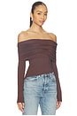 view 2 of 4 Andrea Off Shoulder Top in Dark Brown