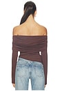 view 3 of 4 Andrea Off Shoulder Top in Dark Brown