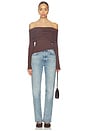 view 4 of 4 Andrea Off Shoulder Top in Dark Brown