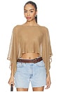 view 1 of 5 Orson Knit Poncho in Tan Metallic