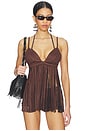 view 1 of 5 Moriah Fringe Faux Suede Top in Dark Brown