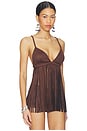 view 3 of 5 Moriah Fringe Faux Suede Top in Dark Brown