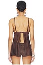 view 4 of 5 Moriah Fringe Faux Suede Top in Dark Brown