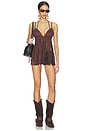 view 5 of 5 Moriah Fringe Faux Suede Top in Dark Brown