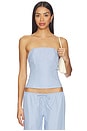 view 1 of 5 Lyrica Strapless Top in Blue Stripe