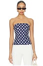 view 1 of 4 Tina Corset Top in Navy & White Polka Dot