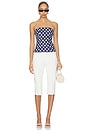 view 4 of 4 Tina Corset Top in Navy & White Polka Dot