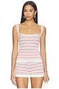 view 1 of 5 Tameka Knit Top in Red & Navy Stripe
