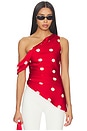 view 1 of 5 Mindy Off Shoulder Top in Red & White Dot