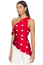view 3 of 5 Mindy Off Shoulder Top in Red & White Dot