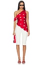 view 5 of 5 Mindy Off Shoulder Top in Red & White Dot