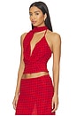 view 3 of 6 Landry Cowl Neck Top in Red Dot