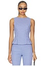 view 1 of 5 Drea Peplum Top in Blue Gingham