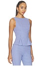 view 2 of 5 Drea Peplum Top in Blue Gingham