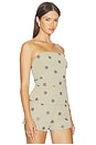 view 2 of 4 Calinda Strapless Top in Olive & Brown Dot
