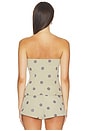 view 3 of 4 Calinda Strapless Top in Olive & Brown Dot