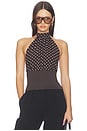 view 1 of 5 x Blake Evin Justina Halter Top in Brown & White Dot
