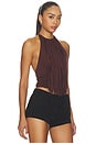 view 2 of 4 Leigh Fringe Halter Top in Dark Brown
