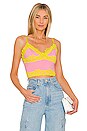 view 1 of 4 Juniper Lace Cami Top in Pink & Chartreuse