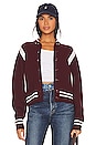 view 1 of 5 Varsity Knit Jacket in Dark Red