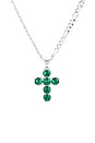 view 2 of 3 Cross Chain in Silver & Emerald