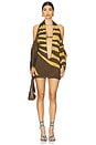 view 1 of 3 Deep Cut Cowl Dress in Sunset Brown