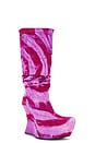 view 3 of 6 Sculpted Wedge Denim Boots in Crimson Lilac