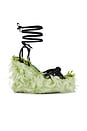 view 1 of 5 Sculpted Wedge Faux Fur Plush Knotted Sandals in Lime Fizz & Black