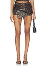 view 1 of 7 Asymmetric Leather Mini Skort in Brown