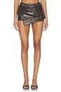 view 2 of 7 Asymmetric Leather Mini Skort in Brown