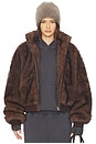 view 1 of 5 Hooded Fur Coat in Brown