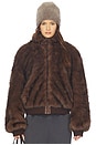 view 2 of 5 Hooded Fur Coat in Brown