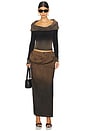 view 5 of 6 Turndown Long Skirt in Brown