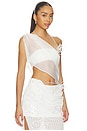 view 2 of 6 Asymmetric Beaded Chiffon Top in White