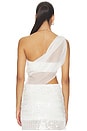 view 4 of 6 Asymmetric Beaded Chiffon Top in White