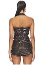 view 5 of 6 Off-shoulder Leather Crop Top in Brown