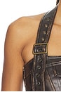 view 7 of 6 Off-shoulder Leather Crop Top in Brown