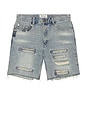 view 4 of 5 Distressed Denim Shorts in Light Blue Wash