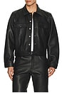 view 1 of 4 Leather Trucker Jacket in Black