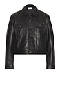 view 4 of 4 Leather Trucker Jacket in Black