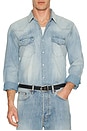 view 4 of 4 Distressed Denim Shirt in Blue Wash