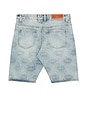 view 2 of 4 M Shield Debossed Pattern Shorts in Light Blue Rinse