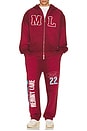 view 5 of 5 Initial Full Zip Hoodie in Burgundy