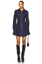 view 1 of 3 Long Sleeve Mini Shirt Dress in Blue