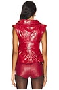 view 3 of 4 Cinched Open Neck Leather Biker Vest in Red