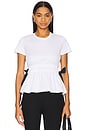 view 1 of 4 Gathered Cap Sleeve T-shirt in White