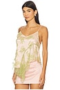 view 3 of 5 Satin And Lace Bicoloured Top in Green & Pink